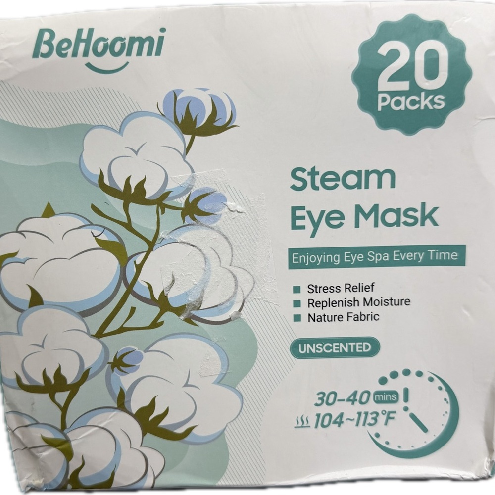 BeHoormi Steam Eye Mask Unscented Nature Fabric Stress Relief 20 Packs